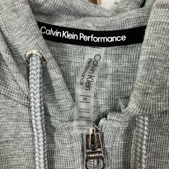 Calvin Klein Performance Womens Long Sleeve Full Zip Hooded Jacket PF3X4579 Gray - Picture 6 of 9